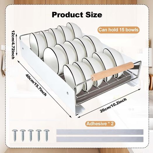 Brand New Extendable Plate Organiser Drawer Telescopic with Drip Tray 42x26x12cm.