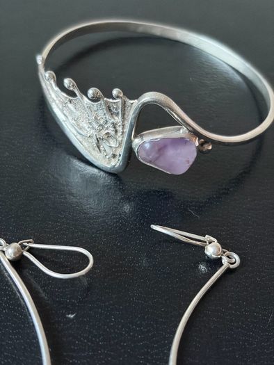 Sterling earrings and bangle set