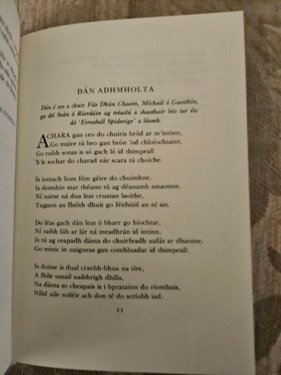 Tar Eis Mo Bhais. Sean O Riordan. The Final Book Of Poetry By The Author. First Edition Hardback With Dustjacket In Good Condition.  See Photos For Same.