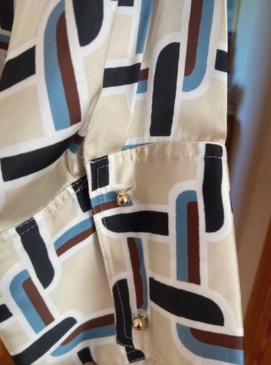 Fab Zara Limited Edition Ecru Satin Geometric Print Blouse