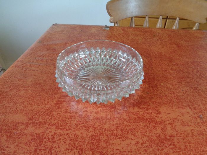 Cut Glass Bowl with Silver Trim for Sale