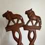 Vintage Hand Carved Teak Wood Lion a spoon and Fork Image 6