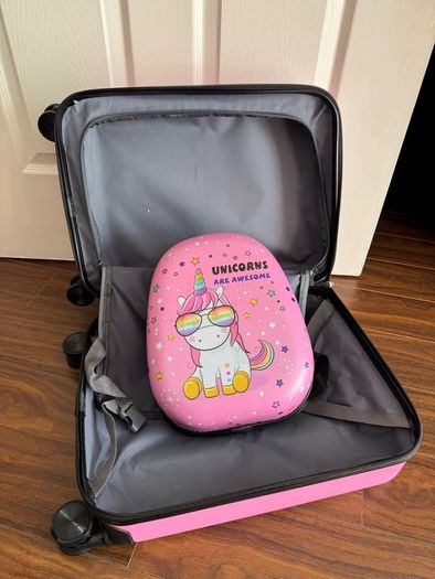 Weewooday Kids Luggage and Backpack 18" Suitcase with Spinner Wheel Hard Case Travel 13" Backpack Girl Suitcase Set for Kids Travel Supplies