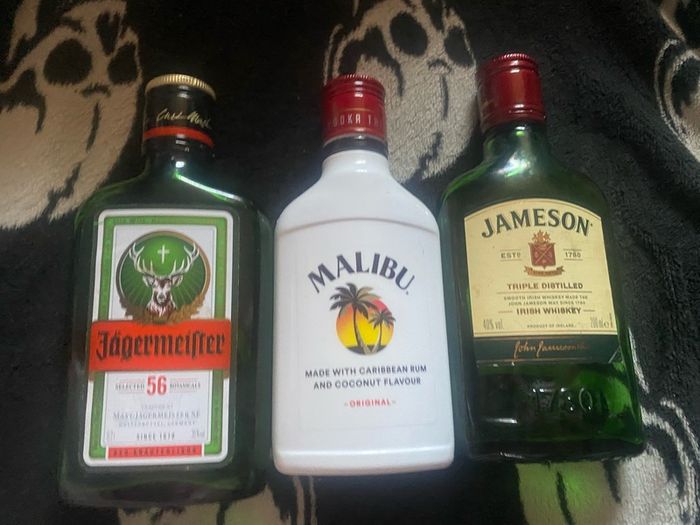 Jameson Whiskey jagermeister Malibu empty bottles 200ml