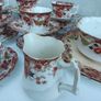 Vintage tea set, 1940's or earlier, with gold edging and floral pattern. Cafe wedding decor Image 6