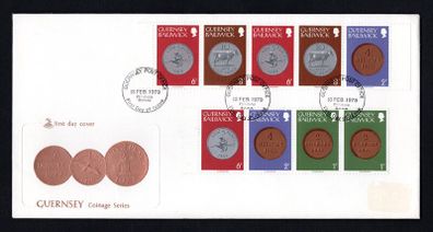 1979 Guernsey Definitive stamps Coinage Series from sheet First Day Cover (FDC)