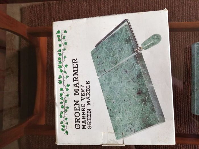 Retro Natural Marble Stone Cheese Slicer Butter Cutter with Replacement Wires