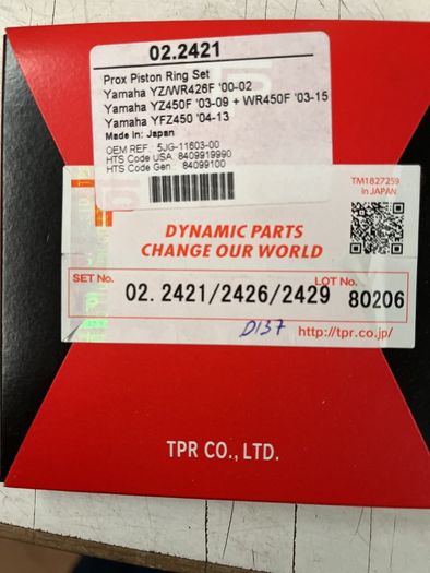 Yz426 rings set