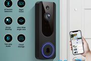 Smart Video Doorbell Dual Camera, 1296P Wireless Indoor/Outdoor Surveillance Cam, Live View, Included Doorbell Receiver, AI Human Detection, 2-Way Audio, Night Vision, 2.4G Wifi, Cloud Storage