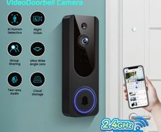 Smart Video Doorbell Dual Camera, 1296P Wireless Indoor/Outdoor Surveillance Cam, Live View, Included Doorbell Receiver, AI Human Detection, 2-Way Audio, Night Vision, 2.4G Wifi, Cloud Storage