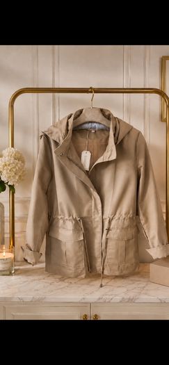 jacket Bnwt tan detachable hooded spring jacket Escandelle medium