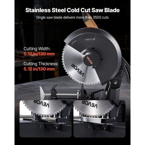 Chop Saw, 355 mm Stainless Steel Cold Cut Blade, 3500 W Powerful Brushless Motor, 750-1200 r/min Adjustable Speed, Metal Cutting Chop Saw for Metal Square and Flat Tubes, I-Shaped Steels