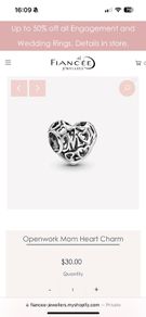 Pandora Charm retired Openwork Mom silver charm