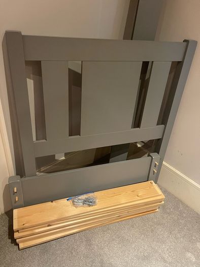 Beautiful Grey Wooden Single Bed Frame - Can Deliver