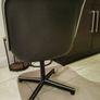Set Of Four 1960's Vintage Charles Pollock Leather And Chromed Executive Chairs In Dark Blue Image 4