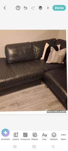Black leather corner sofa