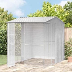 Bird Cage with Storage Grey 215 x 310 x 247 cm Galvanised Steel