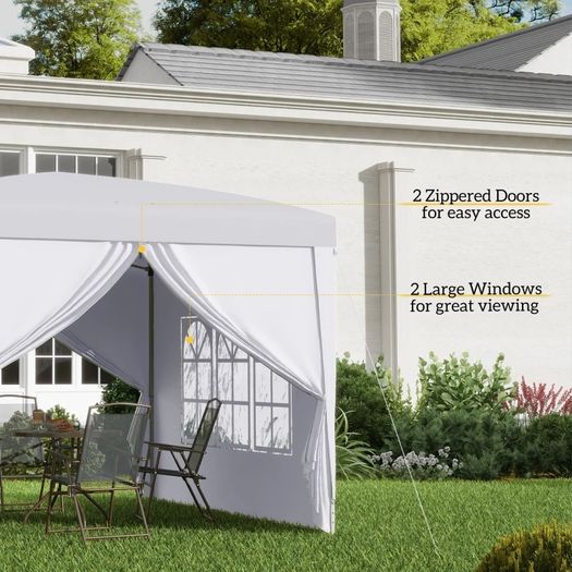 3 x 3m Pop Up Gazebo, Wedding Party Canopy Tent Marquee with Carry Bag and Windows, White