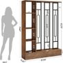 120cm Modern Wood & Metal Room Divider with Shelves, Freestanding Privacy Screen, Brown & Black, for Living Room, Office & Entryway Image 2