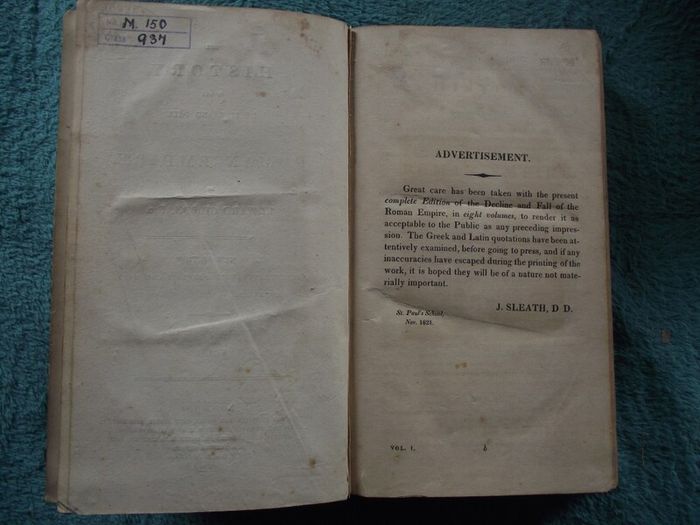 The Decline and Fall of the Roman Empire - Edward Gibbon - Priestley and Weale London - 1822