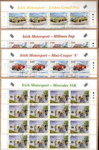 2001 Ireland Irish Motorsport Commemorative Stamp Sheetlet Plate 1A1A1A1A Fine CDS Used with Dublin cancel of 26th April 2001 (First day of issue) on envelope extract