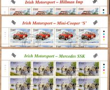 2001 Ireland Irish Motorsport Commemorative Stamp Sheetlet Plate 1A1A1A1A Fine CDS Used with Dublin cancel of 26th April 2001 (First day of issue) on envelope extract