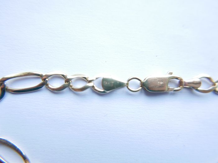 Vintage sold 9K Yellow Gold 375 Figaro Chain Bracelet length 9,2" - 6,5g