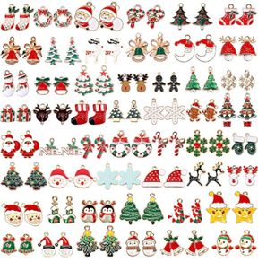 110Pcs 55 Styles Christmas Charms Gold Enamel Jewelry Pendants for Xmas Earring Bracelet Necklace Craft Making (FREE POSTAGE)