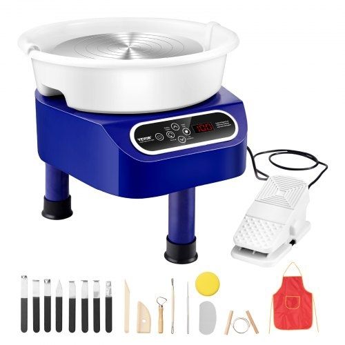 Pottery Wheel 27.9 cm Ceramic Wheel Foot Pedal Touch Screen 450W 3 Legs Blue
