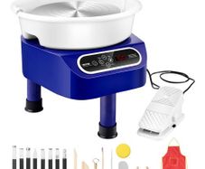 Pottery Wheel 27.9 cm Ceramic Wheel Foot Pedal Touch Screen 450W 3 Legs Blue