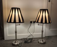2 x Neoclassical Polished Nickel Swing-Arm Table Lamps