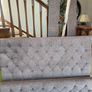 As New - Stunning Very Solid Beige Velvet Fabric King Size Bed Frame - Can Deliver Image 2