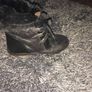 Black Leather & Fur Vintage Ankle Boots Image 2