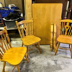 Pine table and 3 chairs