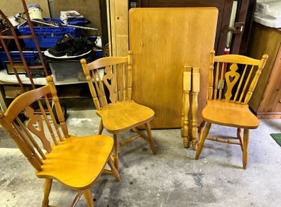 Pine table and 3 chairs
