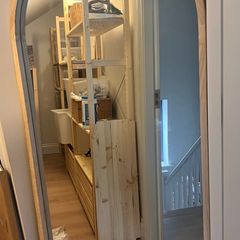 Wooden arched mirror