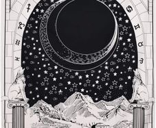 Tarot Tapestry, The Moon The Star The Sun Tapestry Wall Hanging Medieval Europe Divination Wall Decor (MULTIPLE SIZES/ STYLES, SEE DESCRIPTION FOR SIZES)