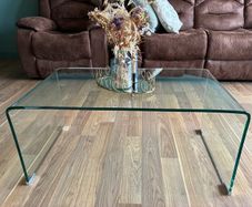 Glass waterfall coffee table