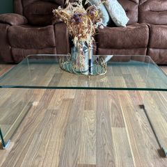 Glass waterfall coffee table