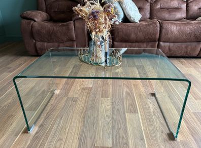 Glass waterfall coffee table