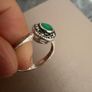 925 Sterling Silver Marcasite Ring with Green Stone Vintage Image 3