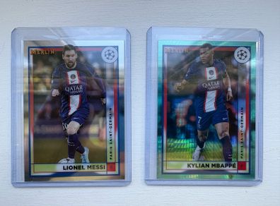 Messi and Mbappe football cards