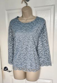 Eastex Blue and Gold Thread Lace Top Size 20