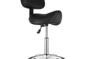 450LBS Saddle Stool with Back Support Rolling Adjustable PU Leather Salon Chair