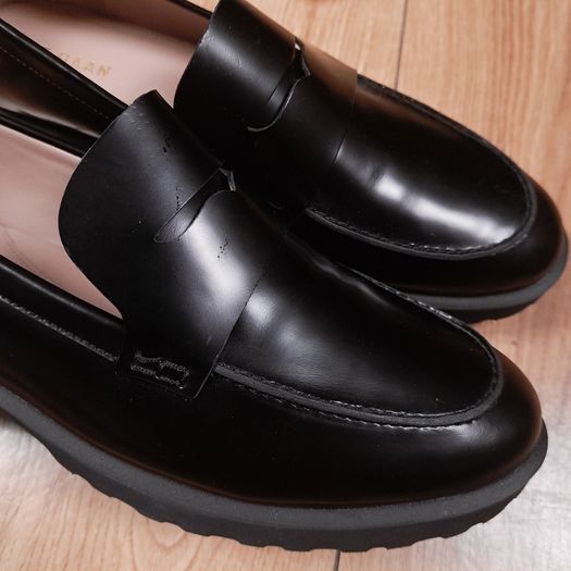 Cole Haan Black Polished Leather Classic Gwendolyn Penny Loafers 7UK/40EU/9.5US