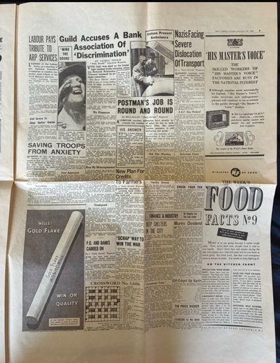 Original Daily Herald Newspaper- 1940 Wartime Edition