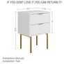 Small Bedside Tables with 2 Drawers, Wooden Nightstand with Gold Legs, Mid-Century Modern Bed Side End Table for Bedroom, Living Room, White Image 2