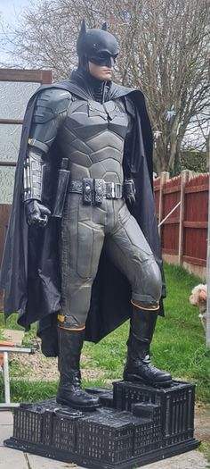 Life size statue of Robert Pattinson as Batman as seen in the 2022 hit movie