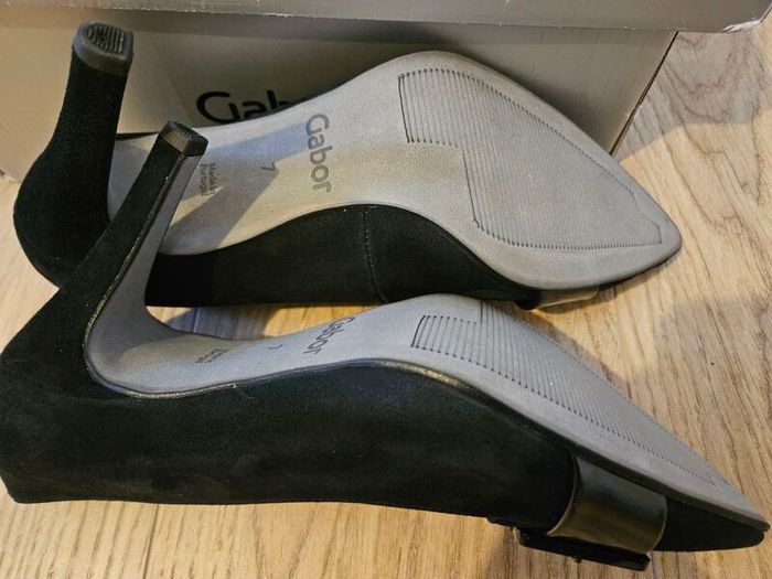 Gabor suede black buckle detail high heel shoes size 7 uk 40.5 EU  and UK 3 EU 35.5 RRP 105 new & boxed