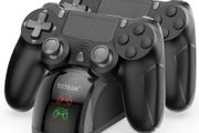 PS4 Controller Charger, Fast Dual USB P4 Controller Charging Station P4 / PS4 Slim/P-S4 Pro Charging Dock Stand Station 4 Thumb Grips
